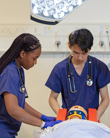 Students doing simulation training