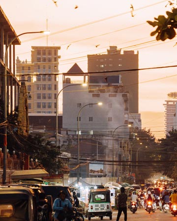 Busy street in Phnom Penh, Cambodia