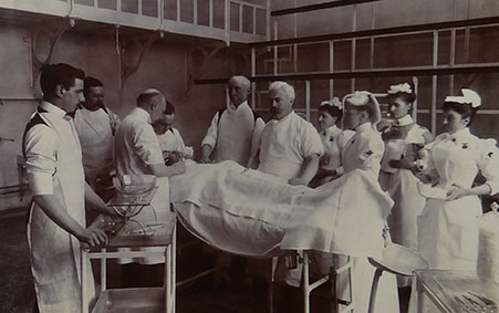 An operation about to begin at a Dublin Hospital c1890