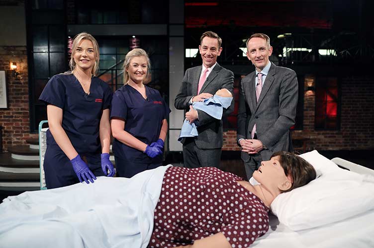 Lucina delivering baby on The Late Late Show