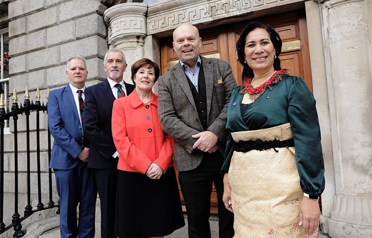 A group of RCSI academics and Dr Amelia Latu Afuhaamango Tuipulotu, WHO Chief Nurse stand outside 123 St Stephen's Green.