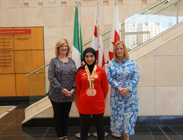 L to R- Dr Wendy Maddison, Head of Student Development & Wellbeing, Ms Fatema Falamarzi and Professor Rebecca Jester, Head of School of Nursing & Midwifery