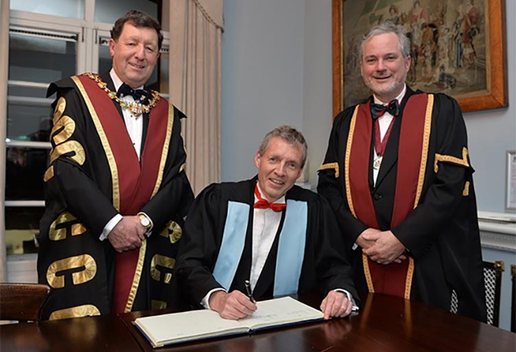 Professor John Hyland, President, RCSI; Mr Brendan Moran, Honorary Fellowship recipient; and Professor Ronan O’Connell, RCSI Council Member