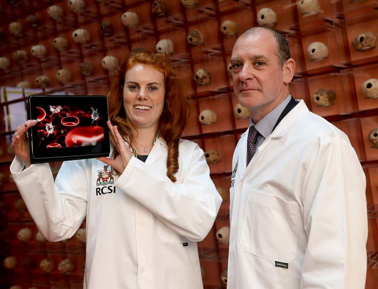 Dr Sinéad Hurley and Professor Steve Kerrigan from the School of Pharmacy, RCSI who presented research into a new breakthrough therapy in the fight against sepsis at RCSI Research Day 2019.