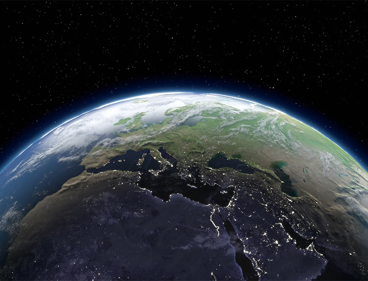 Globe viewed from space