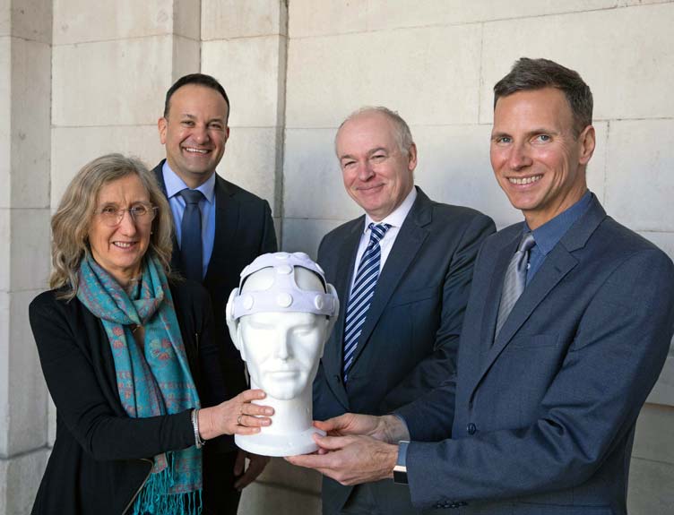 Pictured (l-r) are Professor Orla Hardiman, Director of Precision ALS; Tánaiste, Leo Varadkar TD; Professor Vinny Wade, Director of SFI ADAPT Centre and Professor David Henshall, Director of the SFI FutureNeuro Centre and Professor of Molecular Physiology and Neuroscience at RCSI