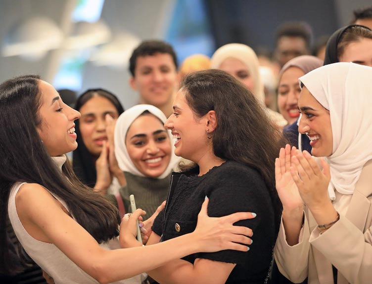 Fatemah Alshammari, Bibi Alsahaf and Ayat Abul receiving their final year medicine results