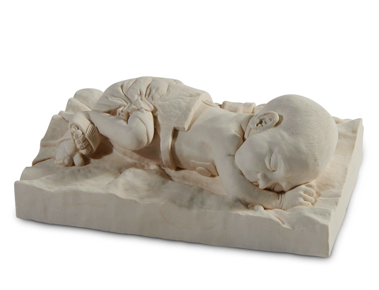 Photograph of the sculpture, Newborn (The-Hardest-Day-Of-Your-Short-Life-Yet)