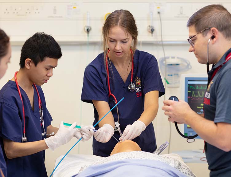 RCSI students practise their skills in a simulated scenario at the RCSI SIM Centre at 26 York Street, Dublin.