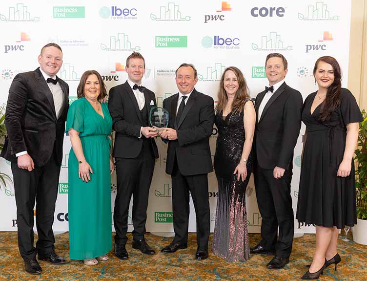 The RCSI Estates team collecting their 'Sustainable Business Team of the Year' award.