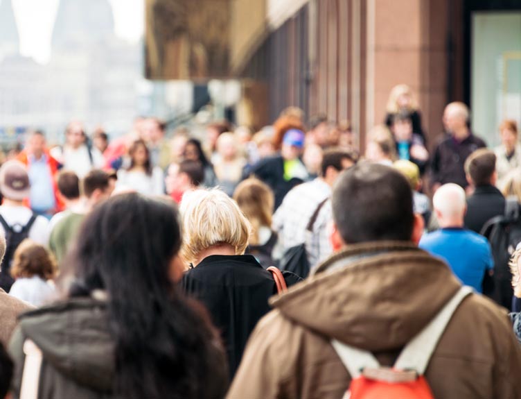 People in a busy city environment