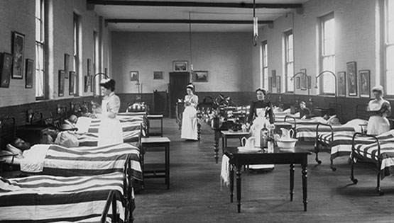 A mens ward in Richmond Hospital c1900