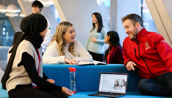 Young students converse in university