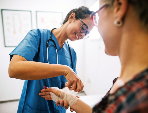 Bandages being applied to a patient