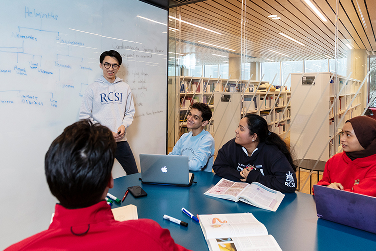 Students in library room