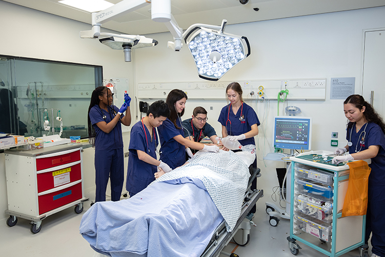 Students in clinical simulation centre