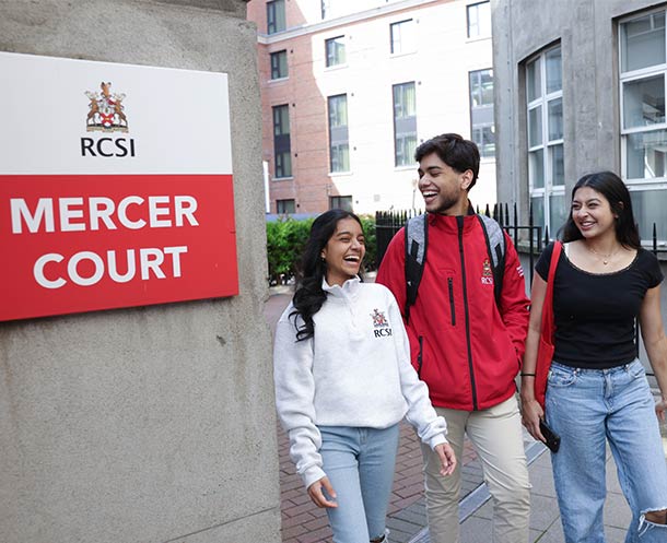 Students outside Mercer Accommodation