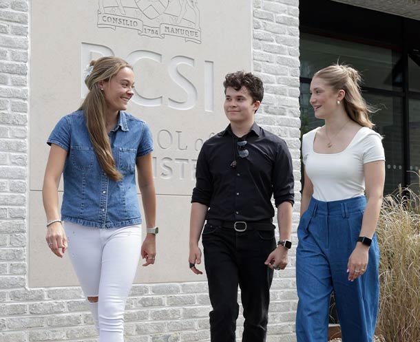 Students walking outside Sandyford