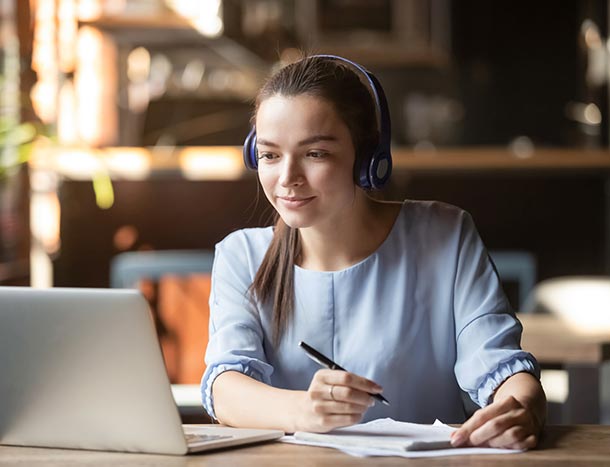 Female college student on laptop