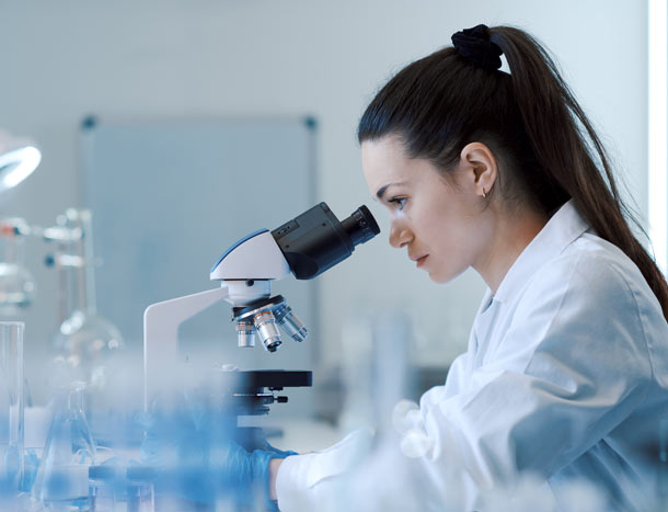 Female researcher working in the medical lab