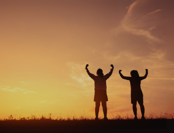Children at sunrise/sunset
