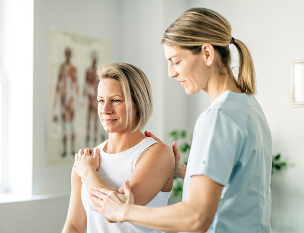 Woman getting physical therapy