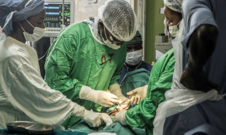 Surgery taking place in hospital