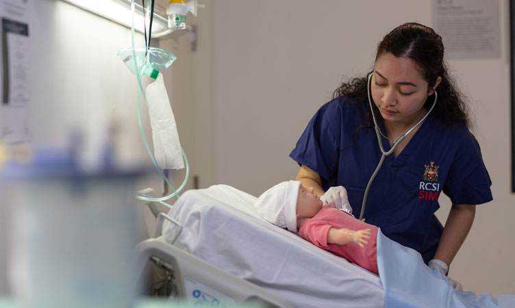 Student engaged in simulation training