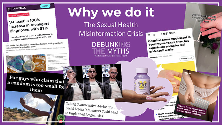 Infographic titled “Debunking the Myths in Numbers” outlining participation in the Debunking the Myths sexual health education programme across Ireland, including county coverage, student attendance, workshop delivery and school demographics.