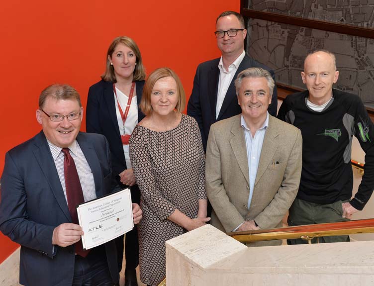  Pictured at the most recent ATLS committee is the National Director Mr Feargal Hickey, Sligo University Hospital along with Committee members, Ms Patricia Houlihan, Beaumont Hospital; Prof. Ciaran O’Boyle, RCSI; Mr Derek Barton, SVUH; Mr John Quinlan, AMNCH; and Ms Pauline Lyons, ATLS Administrator.