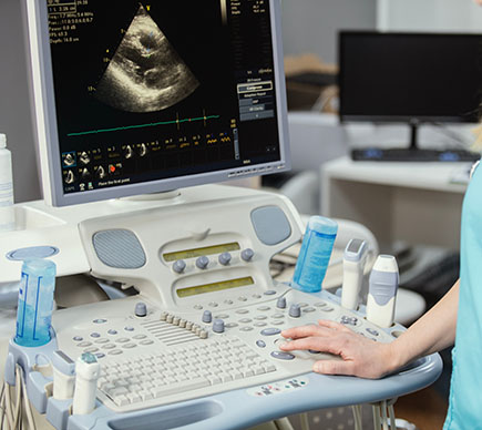 An ultrasound operator with ultrasound equipment