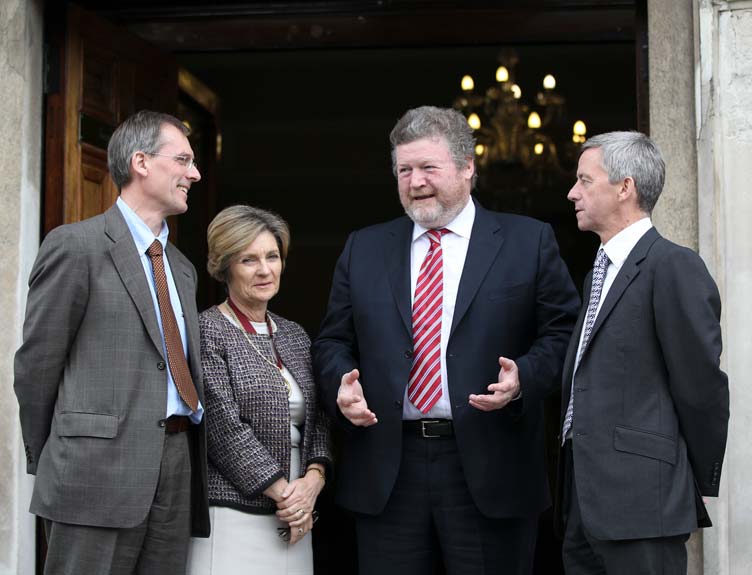 Mr Ken Mealy, Consultant General Surgeon, Wexford and Clinical Lead of the National Office of Clinical Audit; Prof. Eilis McGovern, President of RCSI; Minister for Health, James Reilly TD; and Dr Philip Crowley, HSE National Director for Quality and Patient Safety