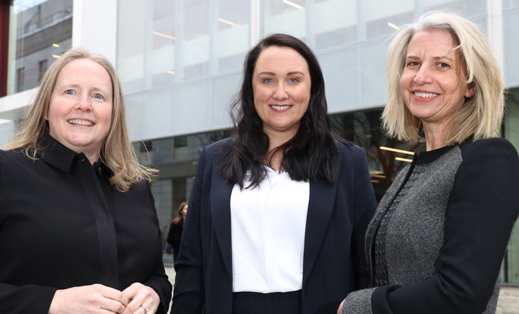 Professor Deborah McNamara, RCSI Council member and PROGRESS Working Group Chair; Ms Christina Fleming PhD FRCSI, recipient of the third PROGRESS Women in Surgery Fellowship; and Alison Harvey, Country Manager of Olympus.