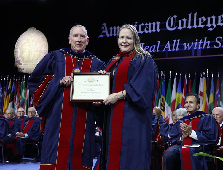 Professor Deborah McNamara, RCSI, at the conferring of her honorary fellowship of the American College of Surgeons. Professor Deborah McNamara, RCSI, at the conferring of her honorary fellowship of the American College of Surgeons.