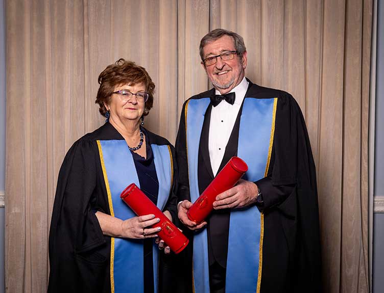 Honorary Fellowship recipients Professor Hannah McGee, RCSI Deputy Vice Chancellor for Academic Affairs; and Michael Dowling, President and CEO of Northwell Health.