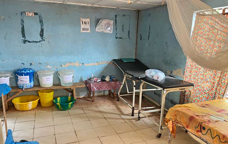 Wide angle shot of a labour ward in Sierra Leone with no people