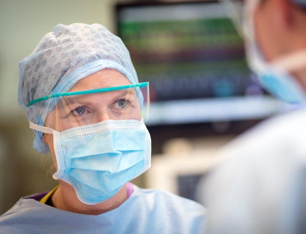 Facial closeup in simulation operating theatre in RCSI