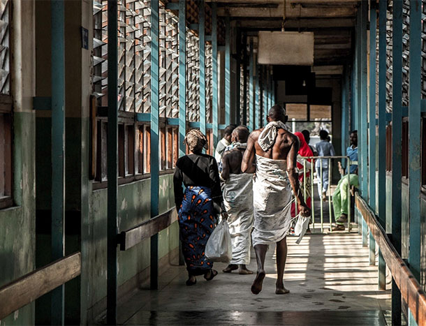 People walking in hallway